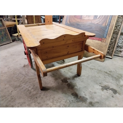 649 - Good quality pine fish shop cart {94 cm H x 232 cm W x 102 cm D}.