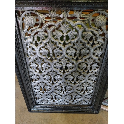 651 - Pair of carved hardwood wall panels {107 cm H x 75 cm W x 6 cm D}.