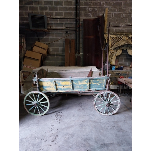 655 - 19th C. painted pine cart {405 cm H x 240 cm W x 140 cm D}.