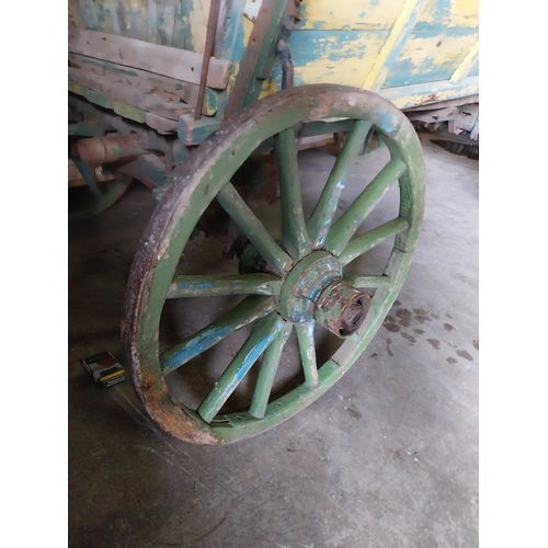 655 - 19th C. painted pine cart {405 cm H x 240 cm W x 140 cm D}.