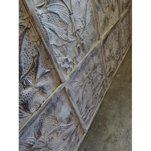 664 - Early 20th C. Indian Shanko decorative embossed tin panels {250 cm H x 247 cm W x 5 cm D}.