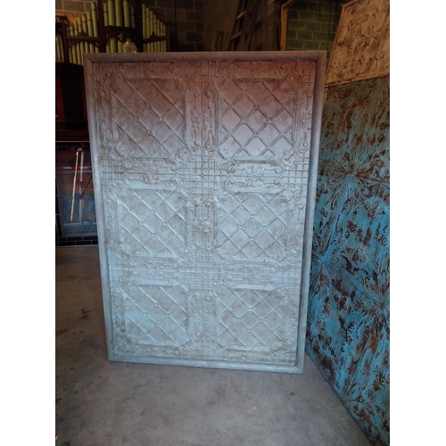 666 - Early 20th C. Indian Shanko decorative embossed tin panels {185 cm H x 128 cm W x 6 cm D}.