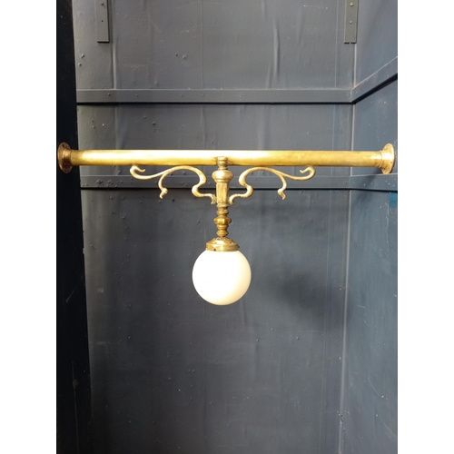 118 - Brass hall light {H 52cm x W 107cm x D 20cm }.