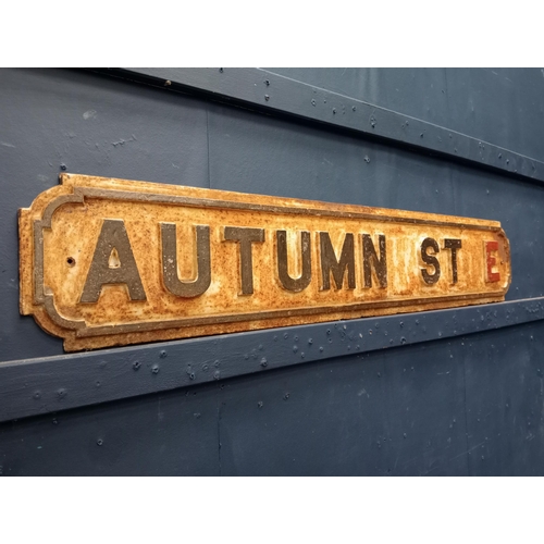 245 - Cast iron Autumn street sign {H 18cm x W 100cm x D 1cm }.