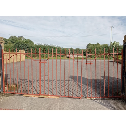 268 - Pair of wrought iron entrance gates and a pedestrian gate {Entrance H 179cm x W 313cm x D 5cm Pedest... 