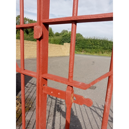 268 - Pair of wrought iron entrance gates and a pedestrian gate {Entrance H 179cm x W 313cm x D 5cm Pedest... 