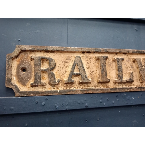 308 - Railway road cast iron street sign {H 17cm x W 127cm x D 2cm}.