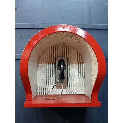 374 - Wall phone booth in dome cover {H 61cm x W 60cm x D 50cm}.