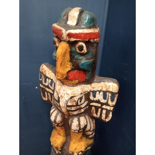 406 - Resin Totem Pole decorated with birds {H 125cm x W 30cm x D 10cm }.