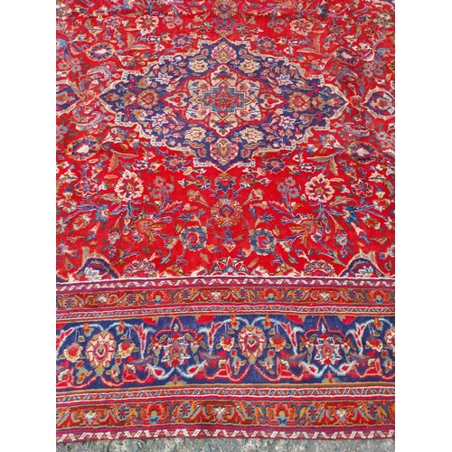 480 - Good quality decorative Persian carpet square {385cm W x 292cm L}