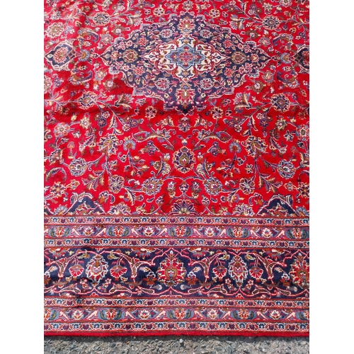 596 - Good quality decorative Persian carpet square {370cm W x 300cm L}