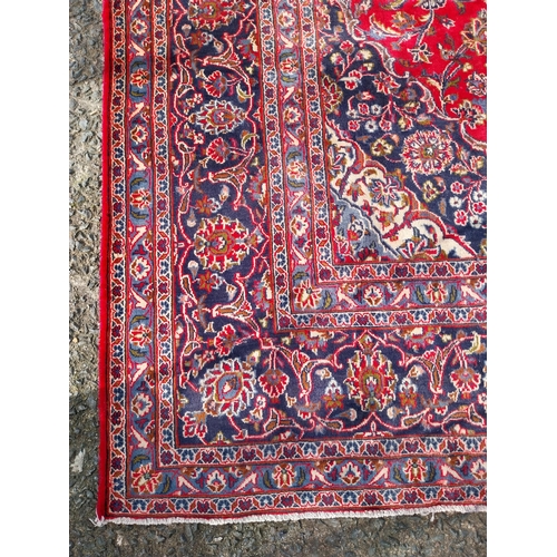 596 - Good quality decorative Persian carpet square {370cm W x 300cm L}