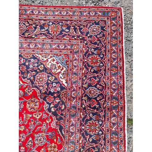 596 - Good quality decorative Persian carpet square {370cm W x 300cm L}