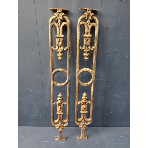 608 - Pair of aluminium balustrades {H 50cm x W 180cm x D 10cm }.