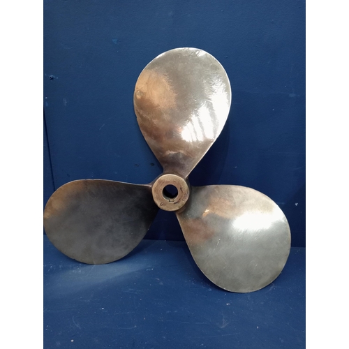 648 - Solid brass ships propeller {D 10cm x Dia 46cm }.