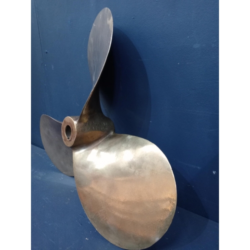 648 - Solid brass ships propeller {D 10cm x Dia 46cm }.