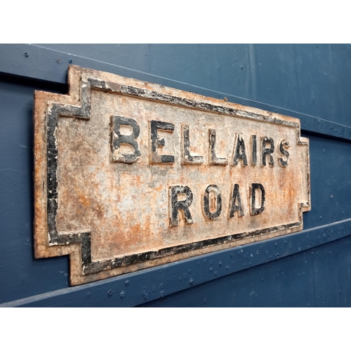 85 - Bellairs road cast iron street sign {H 33cm x W 77cm x D 2cm }.