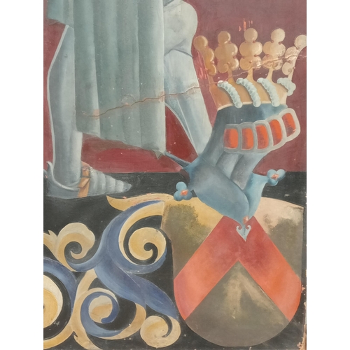 88A - Oil on board depicting Knight {H 244CM X W 107CM X D 3cm}.