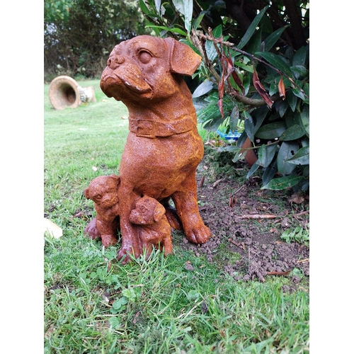 273 - Good quality cast iron model of a pug with puppies {32cm H x 24cm W x 19cm D}