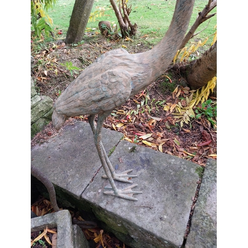 369 - Pair of exceptional quality bronze sculptures of storks {120cm H x 50cm W x 20cm D AND 87cm H x 67cm... 