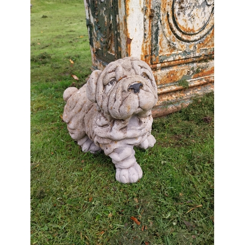 303 - Good quality moulded stone model of  a Shar Pei dog {27cm H x 34cm W x 20cm D}