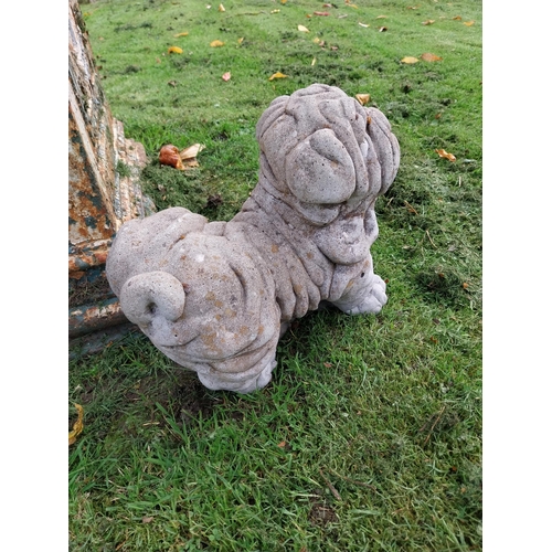 303 - Good quality moulded stone model of  a Shar Pei dog {27cm H x 34cm W x 20cm D}