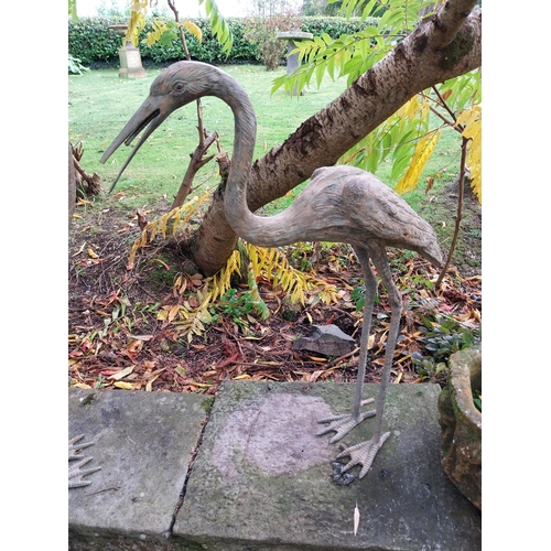 369 - Pair of exceptional quality bronze sculptures of storks {120cm H x 50cm W x 20cm D AND 87cm H x 67cm... 