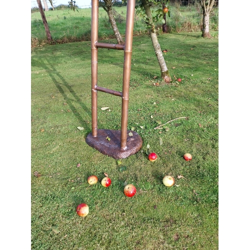 372 - Exceptional quality bronze sculpture The Apple Picker on a ladder {205cm H x 102cm W x 50cm D}