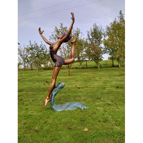 412 - Exceptional quality bronze sculpture of a ballerina in motion {178cm H x 102cm W x 90cm D}