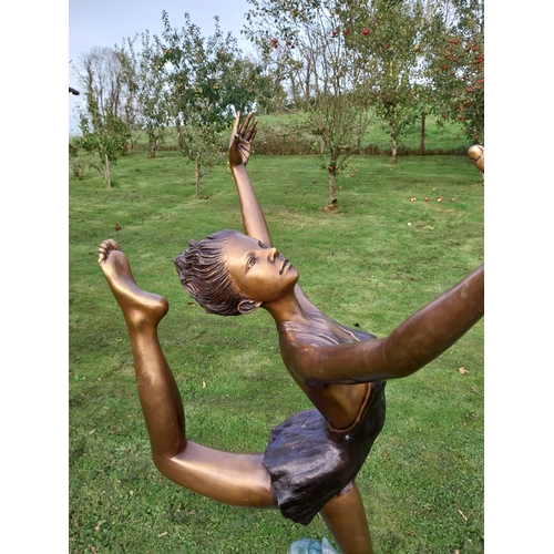 412 - Exceptional quality bronze sculpture of a ballerina in motion {178cm H x 102cm W x 90cm D}