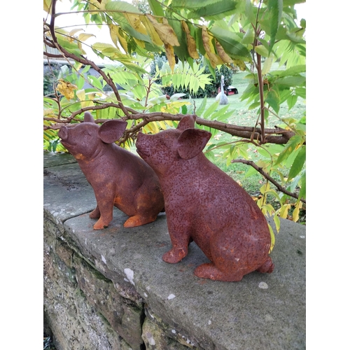 69 - Good quality pair of cast iron pigs {29cm H x 30cm W x 21cm D}