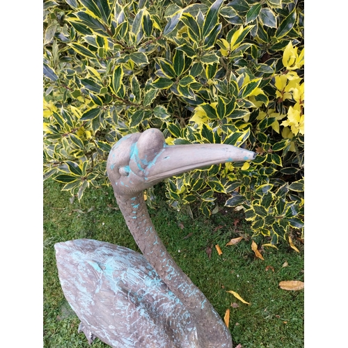 80 - Exceptional quality bronze sculpture swan {90cm H x 77cm W x 33cm D}