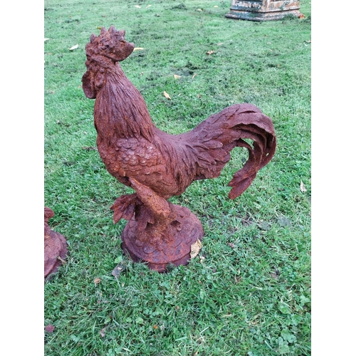 91 - Good quality pair of cast iron roosters {34cm H x 34cm W x 20cm D}