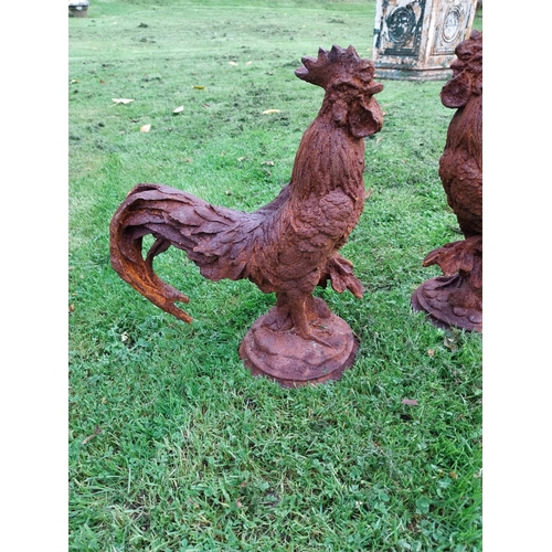 91 - Good quality pair of cast iron roosters {34cm H x 34cm W x 20cm D}