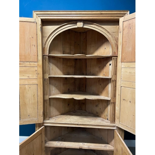 482 - Georgian Irish pine corner cabinet {224cm H x 116cm W x 85cm D}