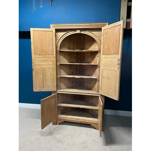 482 - Georgian Irish pine corner cabinet {224cm H x 116cm W x 85cm D}