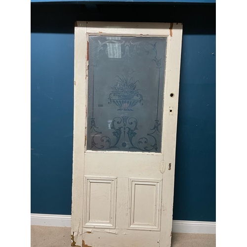 507 - Painted door with etched glass top panel {217cm H x 98cm W}