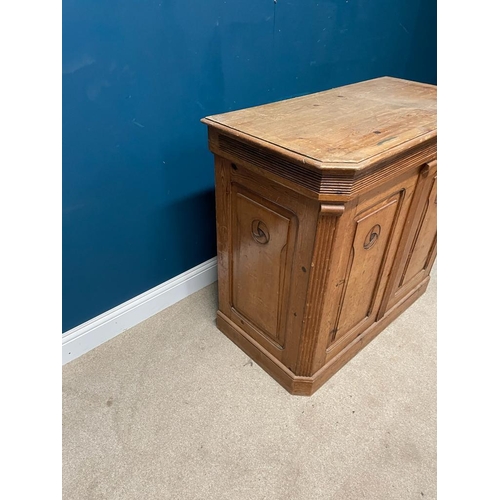 592 - Edwardian pine shop counter {93cm H x 105cm W x 54cm D}