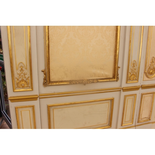 211 - Extremely rare French hand painted gilded gesso panelled room with etched glass panelled doors and o... 