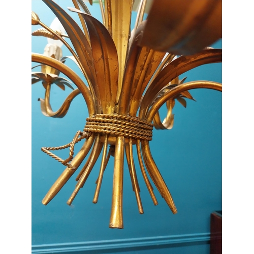 225A - Gilded metal wheatsheaf chandelier {66cm H x 52cm Dia}