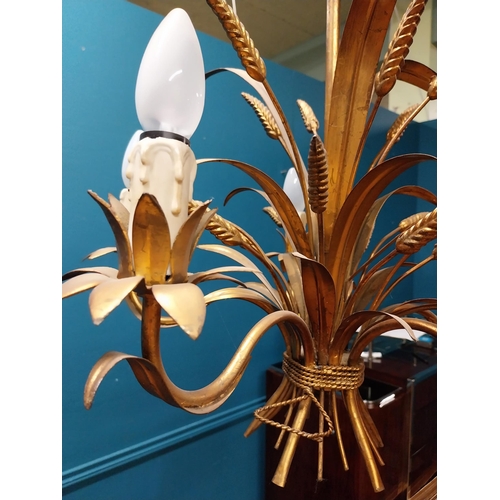 225A - Gilded metal wheatsheaf chandelier {66cm H x 52cm Dia}