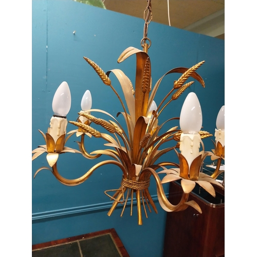 225A - Gilded metal wheatsheaf chandelier {66cm H x 52cm Dia}