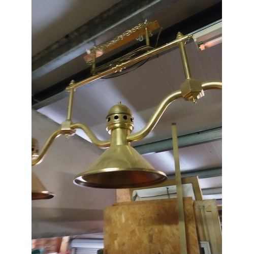 354 - Good quality brass Bar - Pub downlighter {90 cm H x 190 cm W x 40 cm D}.