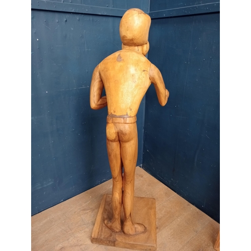 376A - Wooden Oriental figure {H 150cm x W 52cm x D 70cm }.