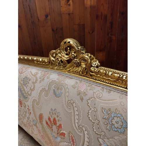 134 - Good quality French decorative gilt and upholstered three seater settee {116 cm H x 185 cm W x 67 cm... 