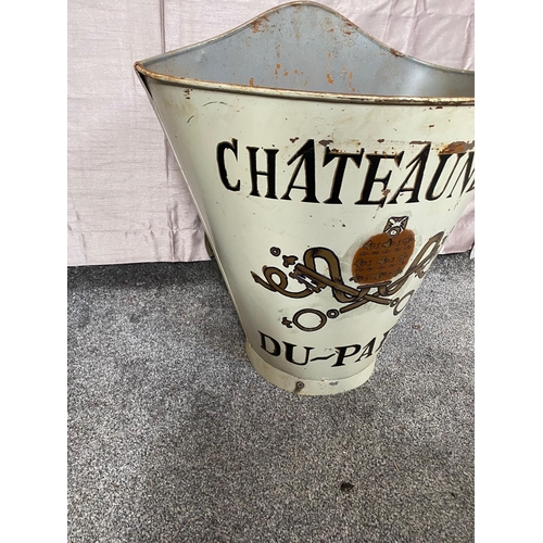 245A - Painted Chateauneuf Du Pape metal grape carrier. {63 cm H x 60 cm Dia.}.