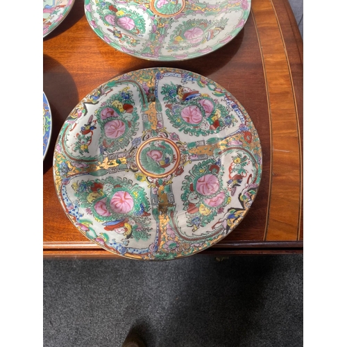 637A - Four Oriental plates with various designs. {26 cm Dia.}