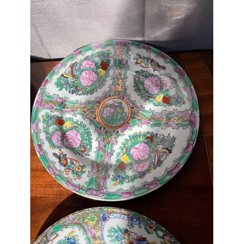 637A - Four Oriental plates with various designs. {26 cm Dia.}