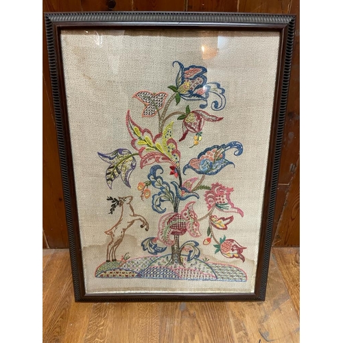 1376 - Two framed embroidered pictures {66 cm H x 61 cm W and 78 cm H x 57 cm W}.