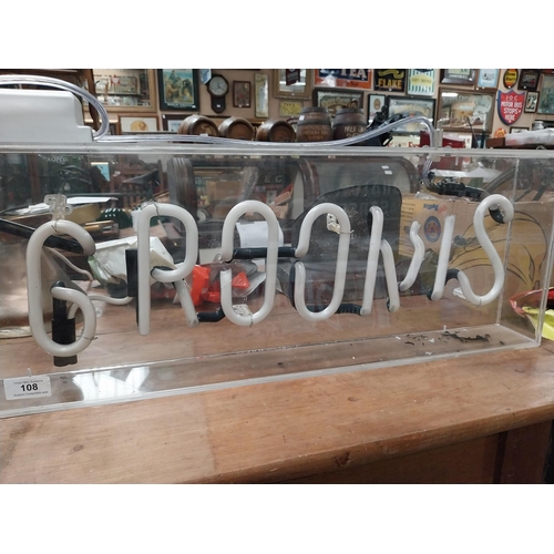 108 - Neon Changing Rooms Perspex light up sign in working order. {25 cm H x 125 cm W x 9 cm D}